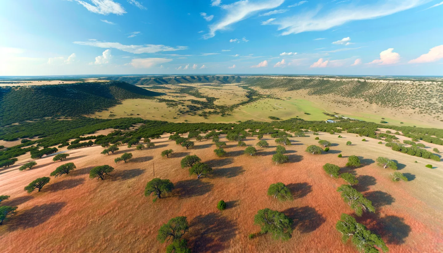 Aerial view of Texas State rural land