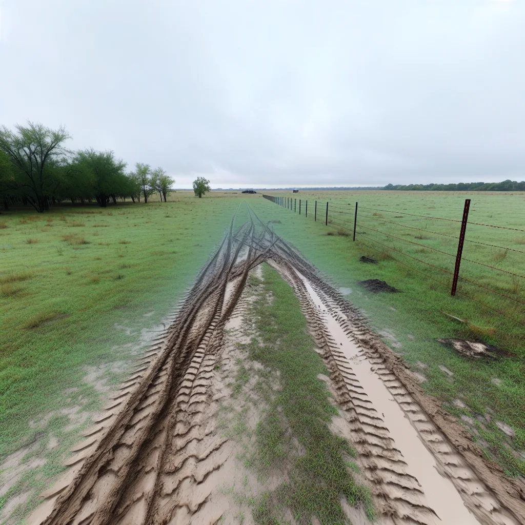 Rural acreage with open grassland and conifer forest in Conroe, Texas