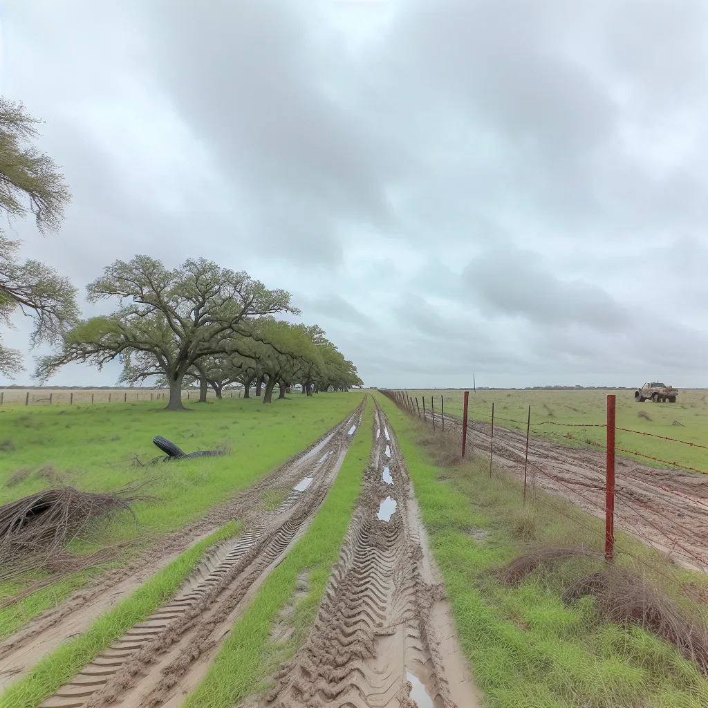 Rural acreage with open grassland and conifer forest in Galveston, Texas