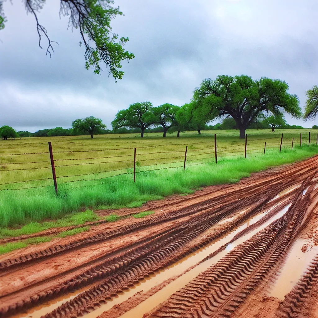 Rural acreage with open grassland and conifer forest in Montgomery County, Texas