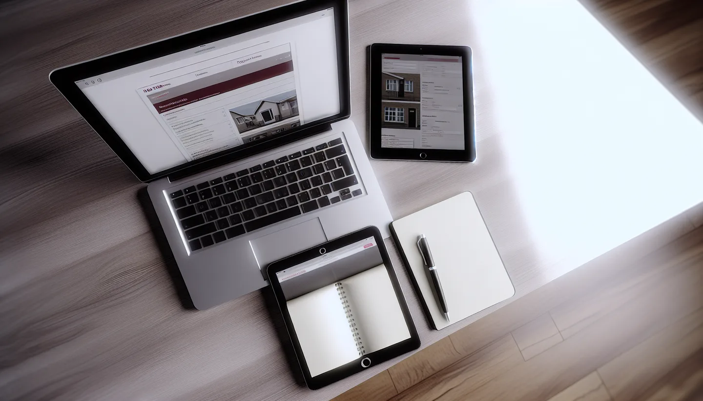 Laptop and tablet showing online property listing website